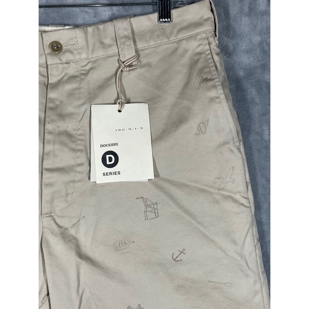 Dockers D Series Loose Ample Chino Pants Khaki Nautical Allover Print 34x32 $220